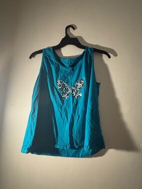 White Stag Turquoise Butterfly Sleeveless Tank